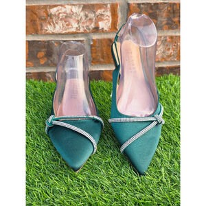 Journee Collection Green Slingback Flats with Rhinestones Women's Size 8.5